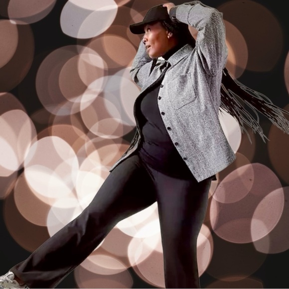 NWT Athleta ‘Textured Shirt Jacket’ in “Braiden Black & White” Size XL - Picture 3 of 16